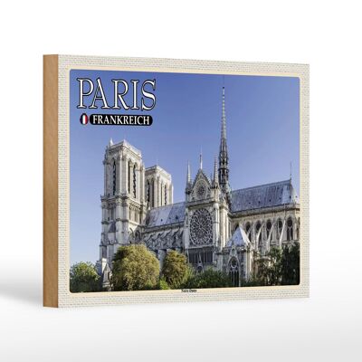 Cartel de madera viaje 18x12 cm París Francia Catedral Notre-Dame