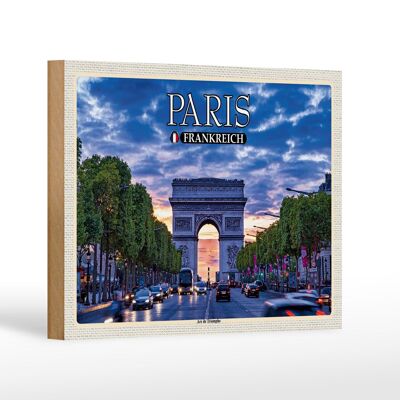 Targa in legno da viaggio 18x12 cm Parigi Francia Arco di Trionfo