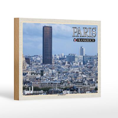 Holzschild Reise 18x12 cm Paris Frankreich Montparnasse Hochhaus