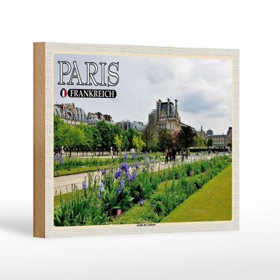 Holzschild Reise 18x12 cm Paris Frankreich Jardin des Tuileries Park