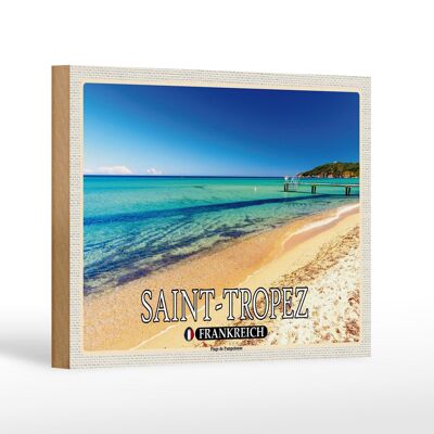 Holzschild Reise 18x12 cm Saint-Tropez Plage de Pampelonne