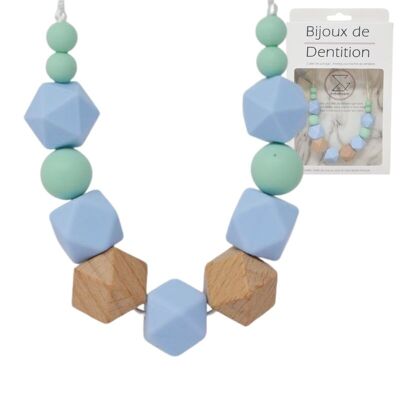 Nursing & carrying necklace in geometric pearl Blue / green