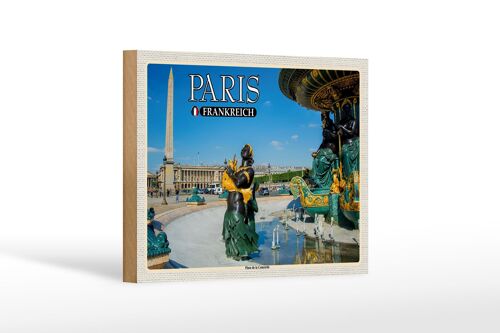 Holzschild Reise 18x12 cm Paris Frankreich Place de la Concorde