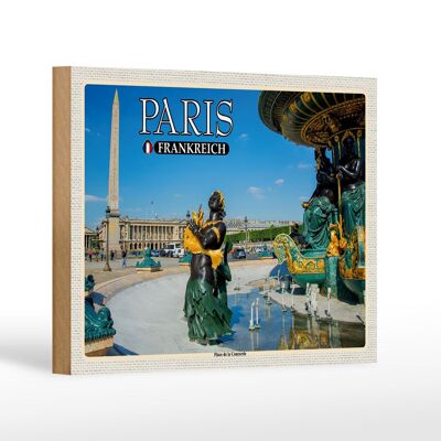 Cartel de madera viaje 18x12 cm París Francia Place de la Concorde