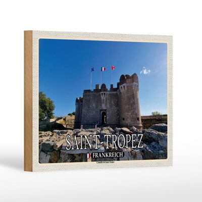 Holzschild Reise 18x12 cm Saint-Tropez Frankreich Citadelle