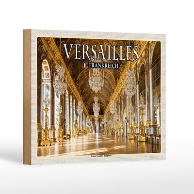 Cartel de madera viaje 18x12cm Versalles Francia Castillo desde el interior