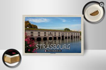 Panneau en bois voyage 18x12 cm Strasbourg France décoration Barrage Vauban 2