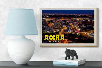 Panneau en bois voyage 18x12 cm Accra Ghana ville la nuit décoration 3