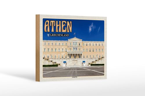 Holzschild Reise 18x12 cm Athen Griechenland Syntagma Platz