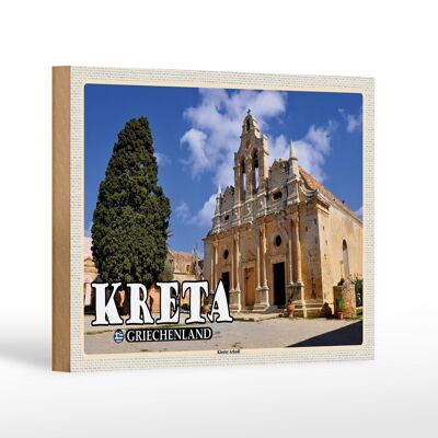Cartello in legno da viaggio 18x12 cm Creta Grecia Monastero di Arkadi