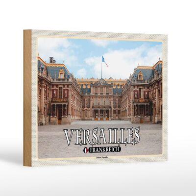 Cartello in legno da viaggio 18x12 cm Vista frontale del castello di Versailles Francia