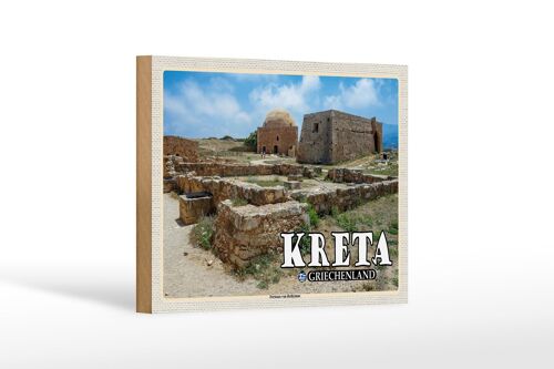 Holzschild Reise 18x12 cm Kreta Griechenland Fortezza von Rethymno