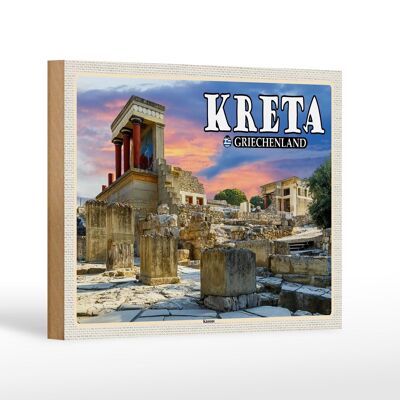 Cartel de madera viaje 18x12 cm Creta Grecia Palacio de Knossos