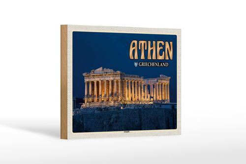 Holzschild Reise 18x12 cm Athen Griechenland Akropolis Stadtfestung