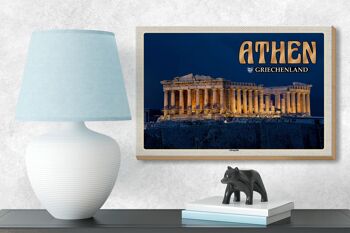 Panneau en bois voyage 18x12 cm Athènes Grèce Acropole ville forteresse 3