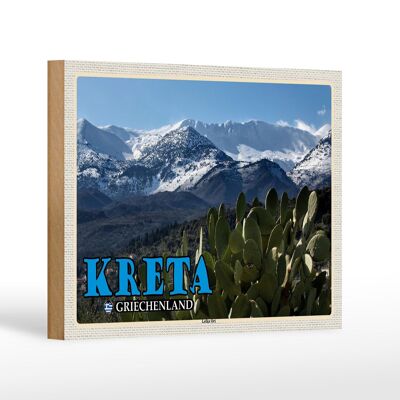 Cartel de madera viaje 18x12 cm Creta Grecia Lefka Ori decoración montañas