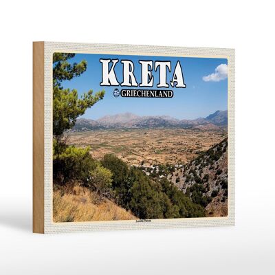 Cartel de madera de viaje 18x12 cm Creta Grecia Decoración de la meseta de Lassithi