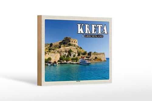 Holzschild Reise 18x12 cm Kreta Griechenland Spinalonga Insel