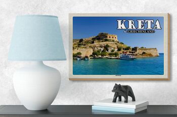 Panneau en bois voyage 18x12 cm Crète Grèce Île de Spinalonga 3