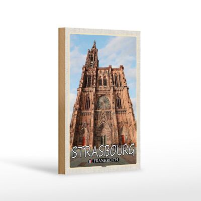 Targa in legno da viaggio 12x18 cm Strasburgo Francia Decorazione Cattedrale