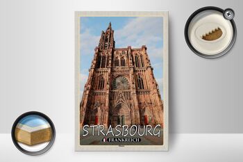 Panneau en bois voyage 12x18 cm Strasbourg France décoration Cathédrale 2