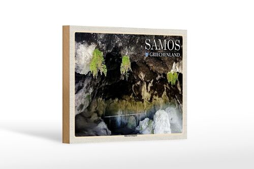 Holzschild Reise 18x12 cm Samos Griechenland Höhle des Pythagoras