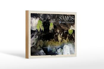 Panneau en bois voyage 18x12 cm Samos Grèce Grotte de Pythagore 1