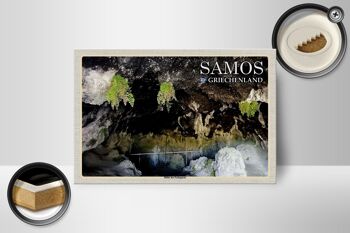 Panneau en bois voyage 18x12 cm Samos Grèce Grotte de Pythagore 2