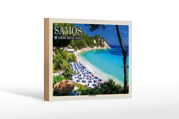 Panneau en bois voyage 18x12 cm Samos Grèce Lemonakia Beach 1