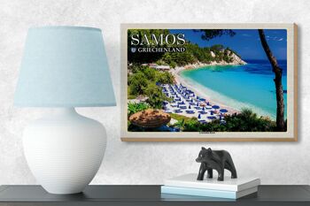 Panneau en bois voyage 18x12 cm Samos Grèce Lemonakia Beach 3
