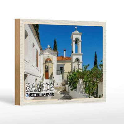 Cartel de madera de viaje 18x12 cm Samos Grecia complejo del monasterio Panagia