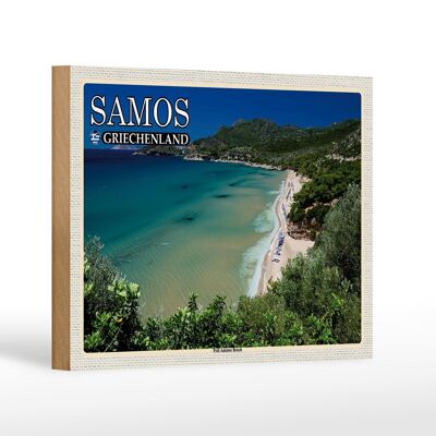 Cartel de madera viaje 18x12 cm Samos Grecia Psili Ammos Decoración de playa