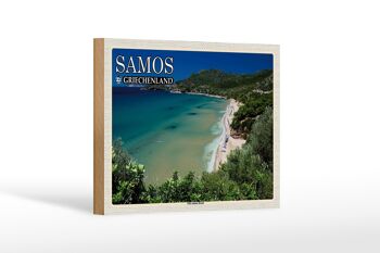 Panneau en bois voyage 18x12 cm Samos Grèce Psili Ammos Décoration de plage 1