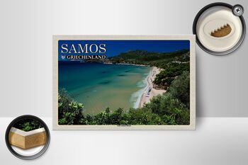 Panneau en bois voyage 18x12 cm Samos Grèce Psili Ammos Décoration de plage 2