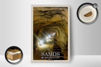 Panneau en bois voyage 12x18 cm Samos Grèce Tunnel d'Eupalinos 2