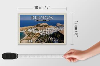 Panneau en bois voyage 18x12 cm Rhodes Grèce Lindos ville mer décoration 4