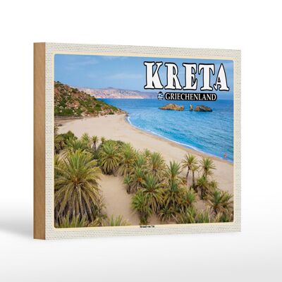 Cartello da viaggio in legno 18x12 cm Creta Grecia Spiaggia di Vai