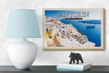 Panneau en bois voyage 18x12 cm Santorin Grèce décoration capitale Fira 3