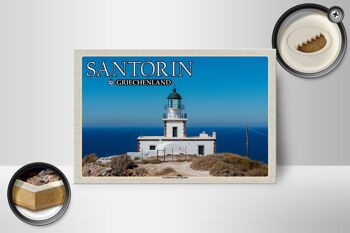 Panneau en bois voyage 18x12 cm Santorin Grèce phare Akrotiri 2