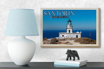 Panneau en bois voyage 18x12 cm Santorin Grèce phare Akrotiri 3
