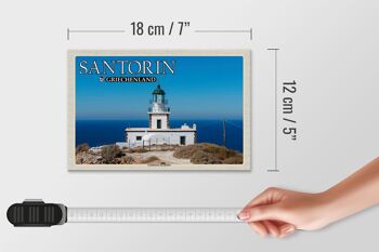 Panneau en bois voyage 18x12 cm Santorin Grèce phare Akrotiri 4