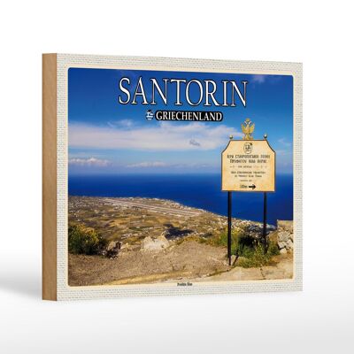 Wooden sign travel 18x12 cm Santorini Greece Profitis Ilias decoration