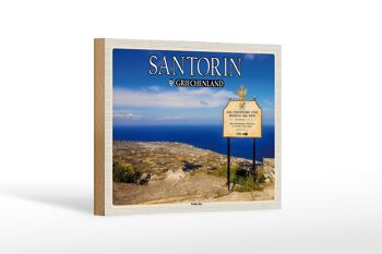 Panneau en bois voyage 18x12 cm Santorin Grèce Profitis Ilias décoration 1
