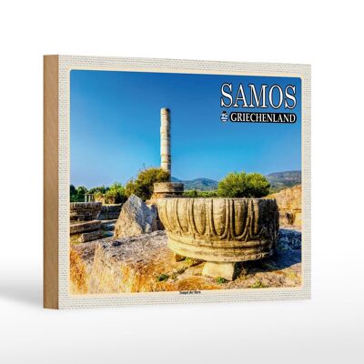 Cartello in legno da viaggio 18x12 cm Samos Grecia Tempio di Hera