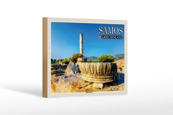 Panneau en bois voyage 18x12 cm Samos Grèce Temple d'Héra 1