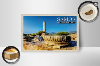 Panneau en bois voyage 18x12 cm Samos Grèce Temple d'Héra 2
