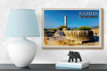 Panneau en bois voyage 18x12 cm Samos Grèce Temple d'Héra 3