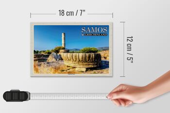 Panneau en bois voyage 18x12 cm Samos Grèce Temple d'Héra 4