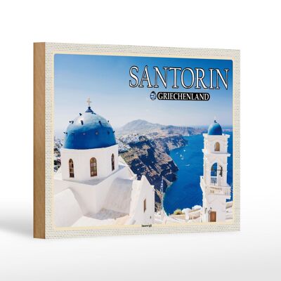 Cartello in legno da viaggio 18x12 cm Santorini Grecia Isole Imerovigli