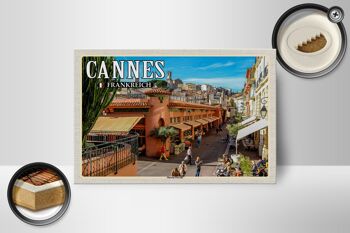 Panneau en bois voyage 18x12 cm Cannes France Marché Forville 2